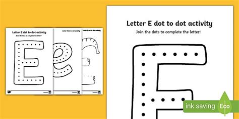 FREE! - Dot to Dot Alphabet E Activity - Worksheet - Twinkl