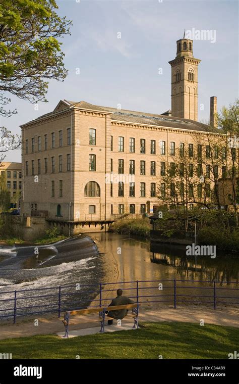 England Yorkshire Shipley Saltaire mill & River Aire Stock Photo - Alamy