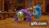 Monsters University Library Battle animated gif