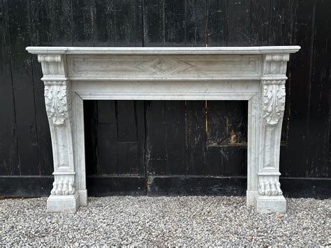 Proantic: White Carrara Marble Fireplace Circa 1880