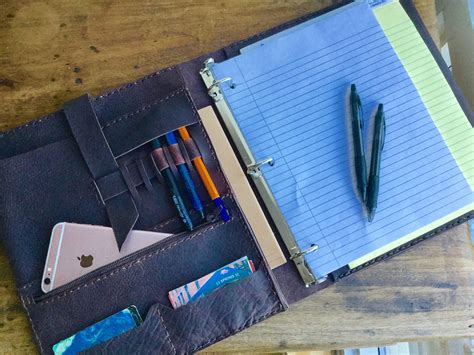 Leather notebook binder 3 ring binders Leather portfolio | Etsy