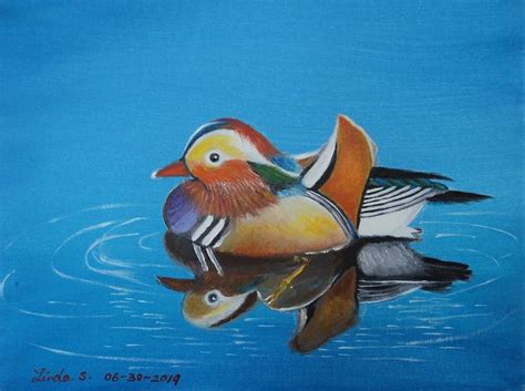 A Mandarin Duck Painting by Linda Lin | Saatchi Art