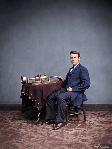 Thomas Edison with his newest invention, The Phonograph (C.1877) : r ...