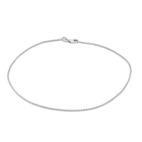 Wheat Chain Anklet in 14K White Gold - 10" | Zales