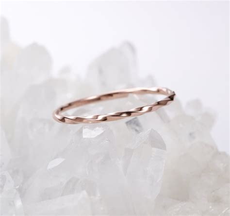 Twisted Wedding Band Unique Rose Gold Band Ring Delicate Plain - Etsy