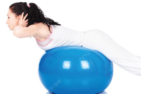 Woman Stretching On The Blue Ball Training, Lifestyle, Smile, White PNG Transparent Image and ...