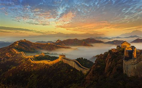 HD wallpaper: The Golden Mountain Great Wall In Jinshanling China ...