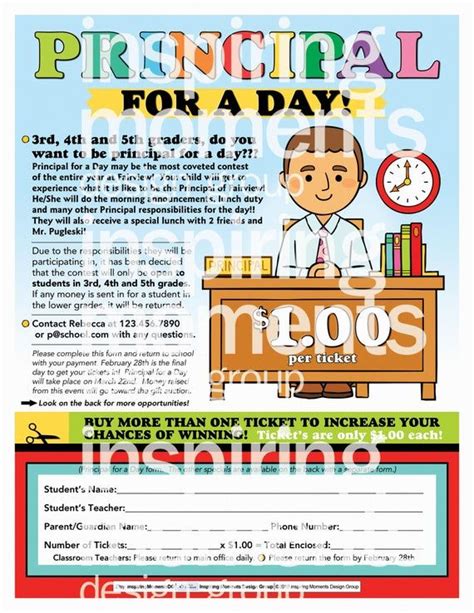 Principal for the Day Flyer Printable, Teacher, Fundraiser, PTA, PTN, School Flyer, Education ...