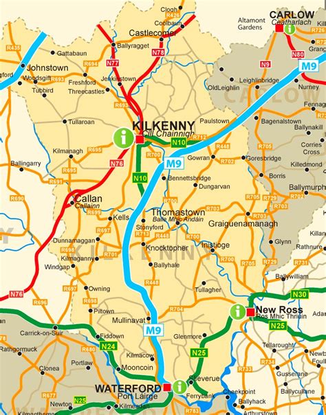 Kilkenny area road map - Ontheworldmap.com