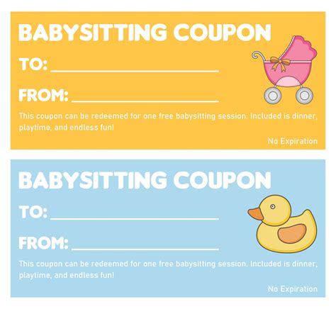 Free Printable Coupons for Babysitting Templates