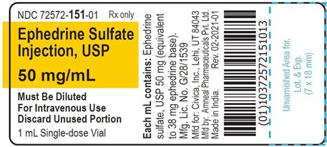 Ephedrine Sulphate Injection - FDA prescribing information, side ...