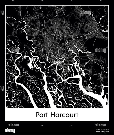 Minimal city map of Port Harcourt (Nigeria Africa Stock Vector Image ...