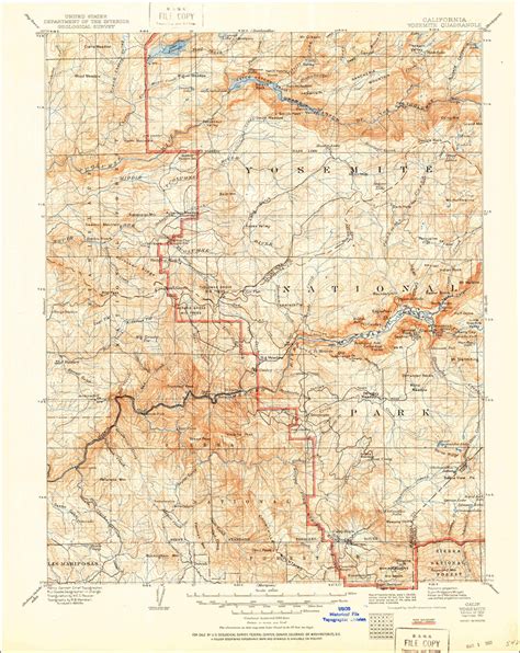 Scan Of The 1909 Usgs Quadrangle Of The Yosemite, California Area - Usgs Topo Maps California ...