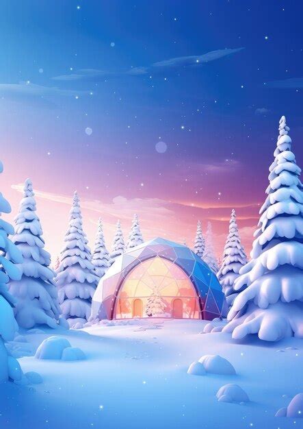 Premium AI Image | Igloo ice hotel on a snowy plain with sunset during ...