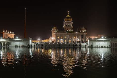 Night View of One of the Gurudwara Bangla Sahib. Stock Image - Image of ...