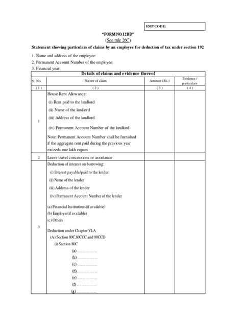 Form 12 BB | PDF | Public Finance | Taxation