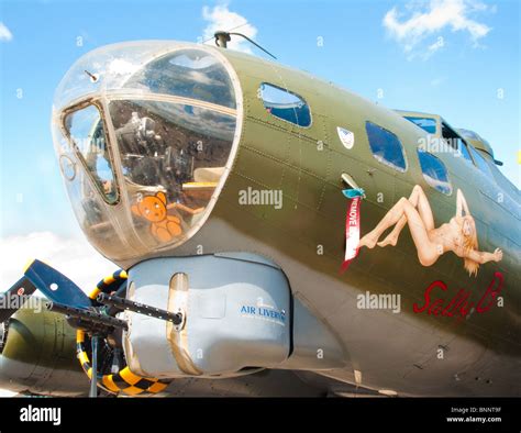 Nose of the famous airworthy Boeing B-17 Flying Fortress "Sally B", pictured at her base at ...