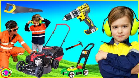 Best Lawn Mower Yardwork Tools 🔨Video for Kids | BLiPPi Toys | min min playtime - YouTube