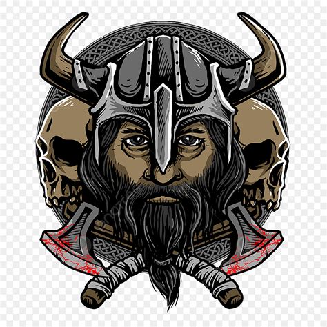 Viking Skull PNG Image, Vector Of Viking Head With Twin Skull And ...