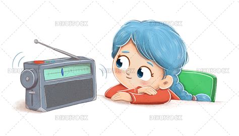 chica escuchando música o un programa de radio - Dibustock, dibujos e ...