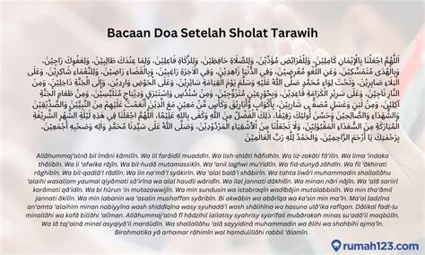 Doa Setelah Sholat Tarawih Lengkap Bacaan Arab Latin Dan Terjemahan ...