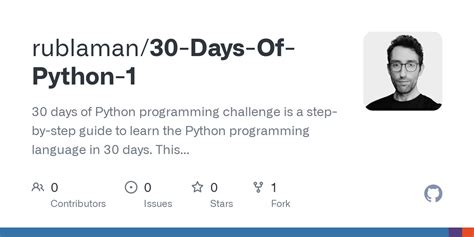 GitHub - rublaman/30-Days-Of-Python-1: 30 days of Python programming challenge is a step-by-step ...