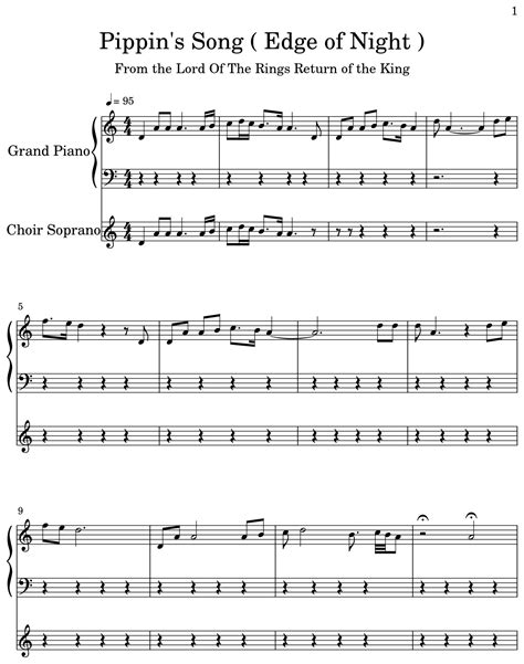 Pippin's Song ( Edge of Night ) - Sheet music for Piano, Choir Aahs