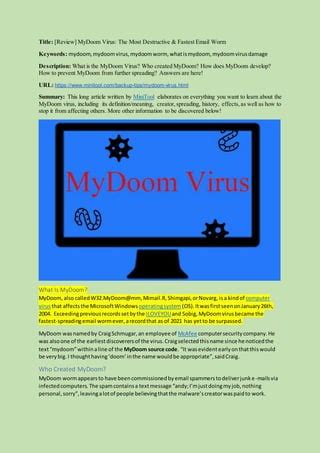 Mydoom virus | PDF