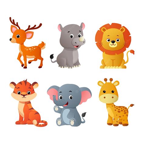 Premium Vector | Hand Drawn Wild Animals Cartoon Collection