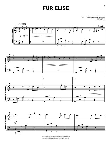 Fur Elise sheet music by Ludwig van Beethoven (Easy Piano – 157668)