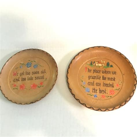 Vintage Decorative Wooden Plates Made in Germany Folk Art Primitive Set of Two - Etsy