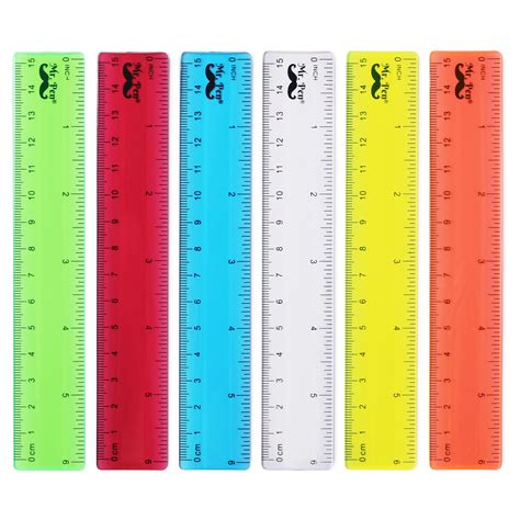 Buy Mr. Pen- Rulers, 6 inch Rulers, 6 Pack, Assorted Colors. Clear ...