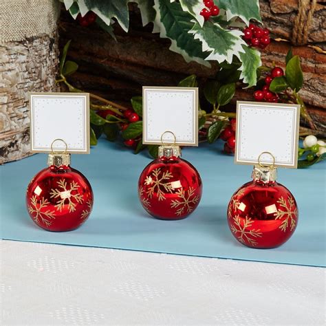 6 BAUBLE PLACE CARD HOLDERS OR 10 PLACE CARDS, CHRISTMAS TABLE NAME ...