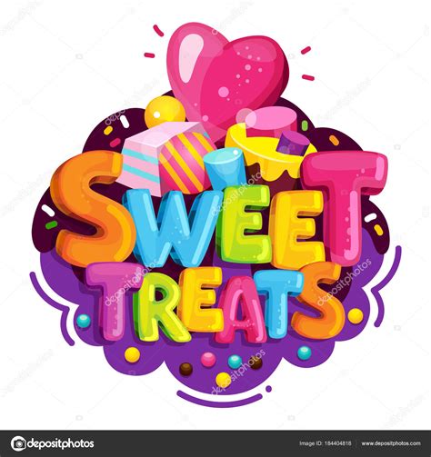 Sweet Treats Cartoon Vector Logo Isolated Illustration Color Letters ...