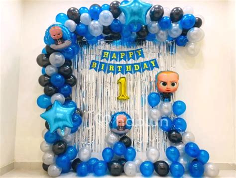 Boss Baby Theme Decoration On Wall At Home With Balloons