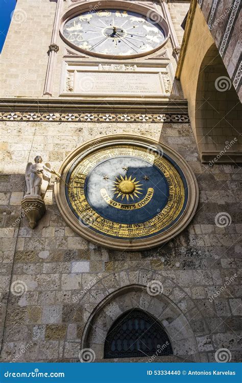 Ancient Eternal Cathedral Clock and Calendar in Messina. Sicily Stock Photo - Image of baroque ...