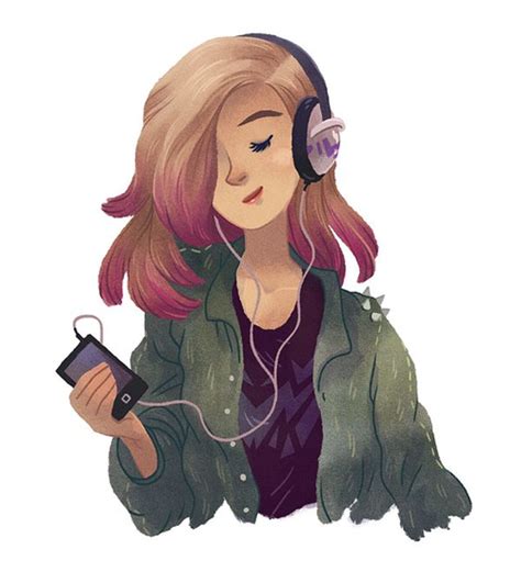 Girl With Headphones Drawing at GetDrawings | Free download