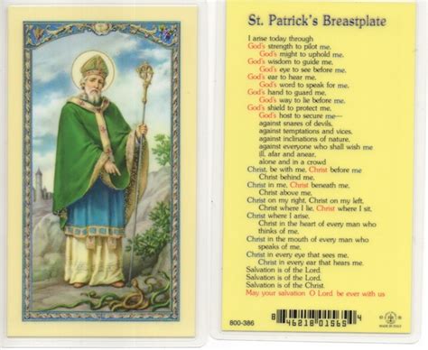 St. Patrick’ s Breastplate Prayer Card – St. Bernard Books