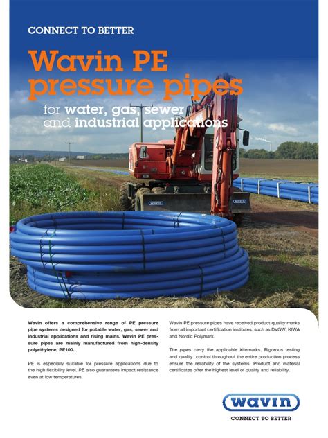 Wavin PE Pressure Pipes Data Sheet | Polyethylene | Pipe (Fluid Conveyance)