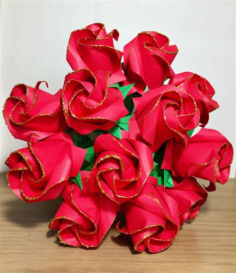 Dozen Roses paper Rose bouquet Origami Roses Red Roses | Etsy