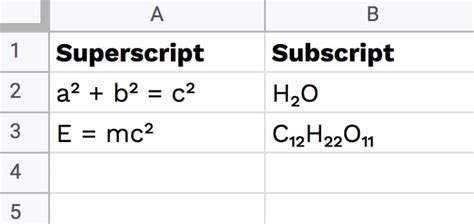 How To Add Subscript and Superscript In Google Sheets