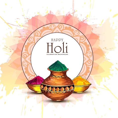 Holi Greeting Card with Decorative Circle Frame 701651 Vector Art at Vecteezy