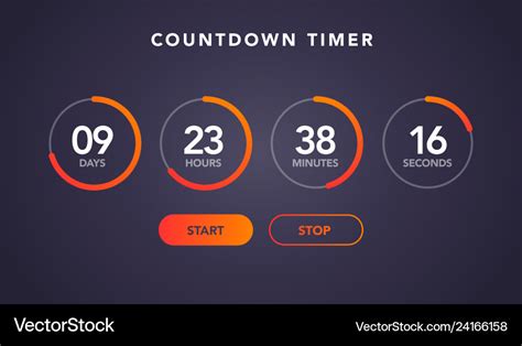 Website element flat digital clock countdown timer