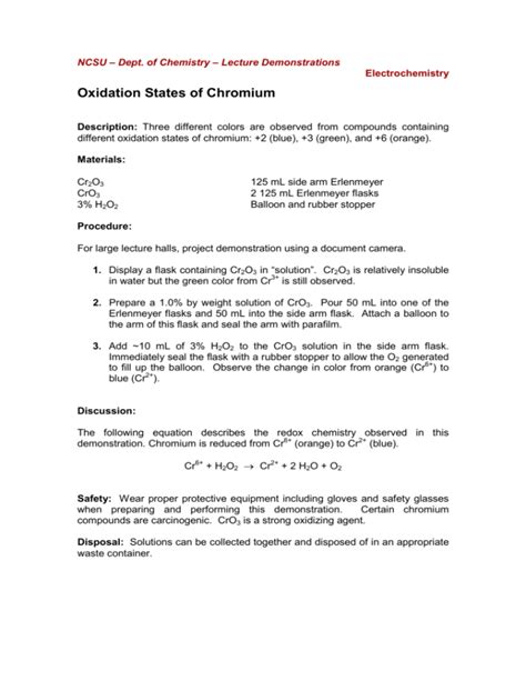 Oxidation States of Chromium