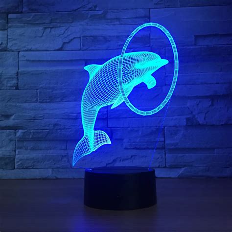 Acrylic 3D Night Light LED Dolphins Lamp uminaria Lampe Fish Animal USB Table Desk 3d Lamp Light ...