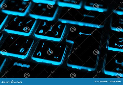 Modern Blue Iluminated Backlit Keyboard. Blue Backlight, Backlit on ...