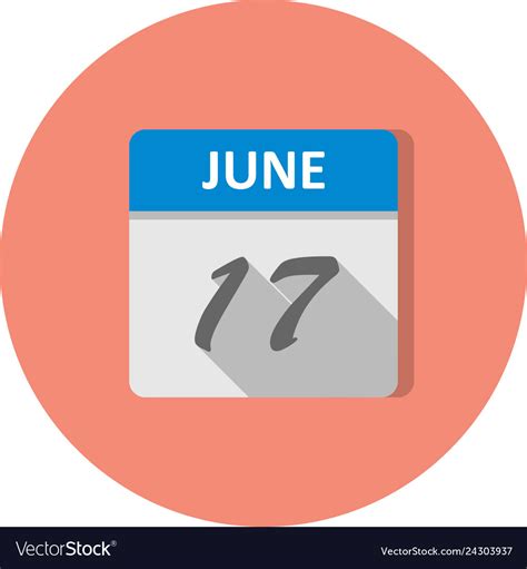 June 17th date on a single day calendar Royalty Free Vector