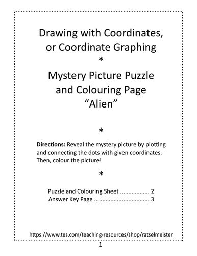 “Alien” Drawing with Coordinates Activity Sheet | Teaching Resources