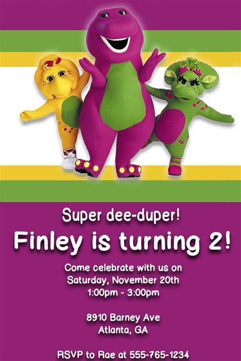 Barney Digital Invitation on Etsy, $5.00 | Barney party, Barney birthday party, Barney birthday