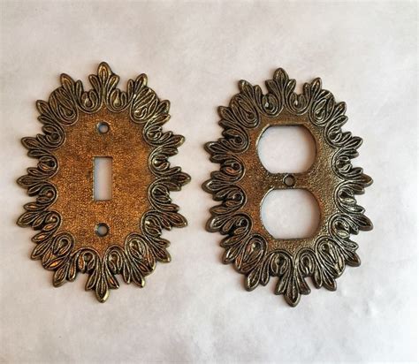 Vintage ornate metal switch plate covers brass decorative light switch covers ornate plug cover ...